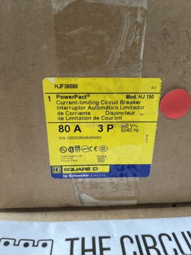 SQUARE D HJF36080 80 A CIRCUIT BREAKER 3P 600V 50/60HZ **NEW**