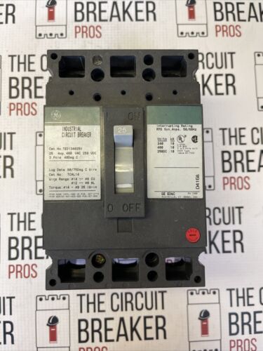 GE 25A 480VAC 250VDC 3-POLE CIRCUIT BREAKER TED134025