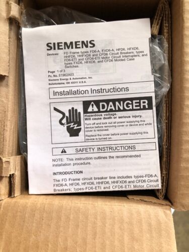 HFXD63B225 Circuit Breaker Siemens ITE 225a 600v 3 pole new In Box