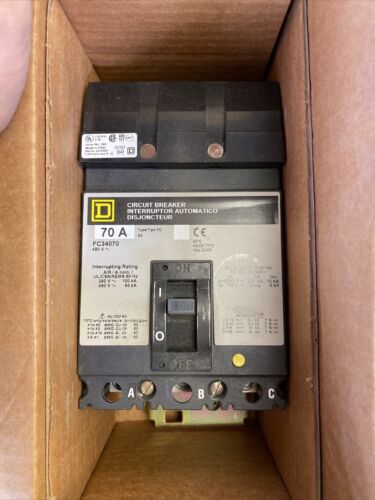 NEW SQUARE D 70 AMP 3 POLE 480 VAC CIRCUIT BREAKER FC34070