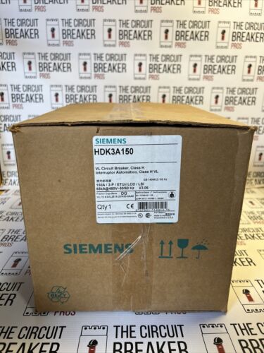 SIEMENS HDK3A150 CIRCUIT BREAKER HDGB 150A 3 POLE 600Y/347V ELECTRIC CB DIGITAL