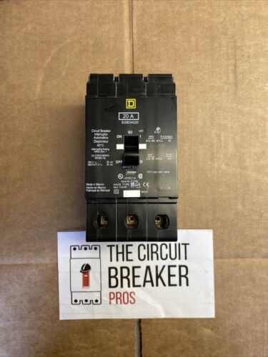 EGB34020 Square D Circuit Breaker 3 Pole 20 Amp 480V NEW Surplus