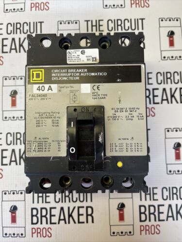 Square D FAL34040 40 Amp 480 Vac 3 Pole Circuit Breaker -