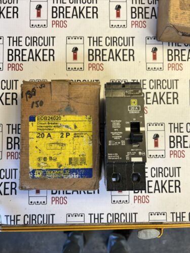 New EDB24020 Square D, Schneider Electric 20 Amp Circuit Breaker 2P 1PH Bolt on