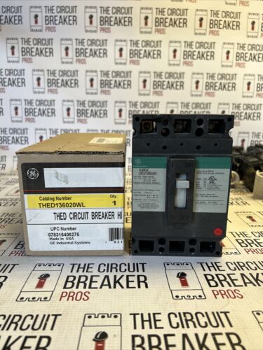 THED136020WL GENERAL ELECTRIC 3POLE 20AMP 600V CIRCUIT BREAKER NEW