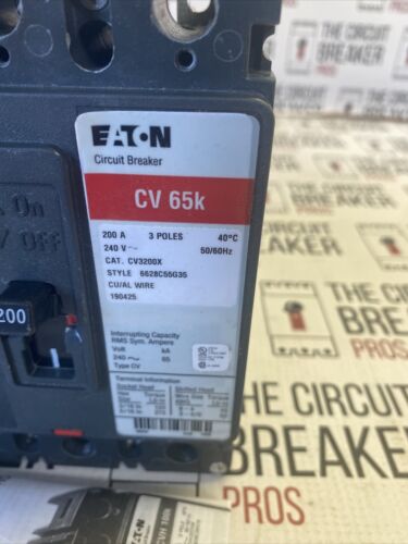 CV3200X EATON CIRCUIT BREAKER 200AMPS 240V 65KA 3POLE NEW Fast shipping