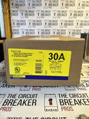 Square D H221DS Heavy Duty Safety Switch 30 A 240 VAC 50/60 Hz 2YR WRNTY