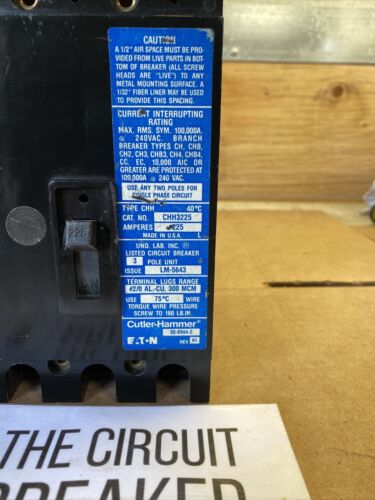 CHH3225  Molded Case 225V 240V Circuit Breaker 3Pole CHH Series CHH 1 YR WRNTY