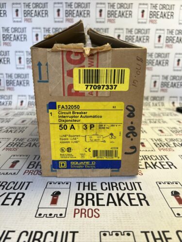 Square D FA32050 3 Pole 50 Amp 240 Vac Circuit Breaker NEW IN BOX