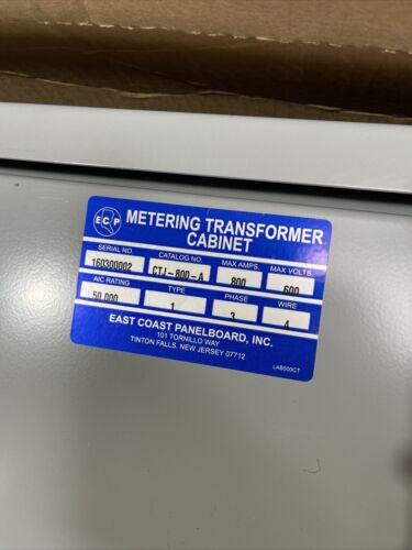 Current Transformer Cabinet NEMA 1 Indoor Use CTJ-800-a 800 Amp 600v Phase 3
