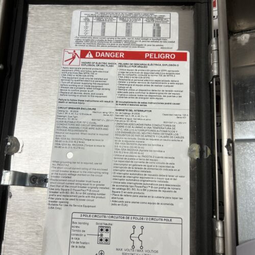 B125ds Circuit Breaker Enclosure 600Y/347v 50/60hz 250v Type 3R Stainless