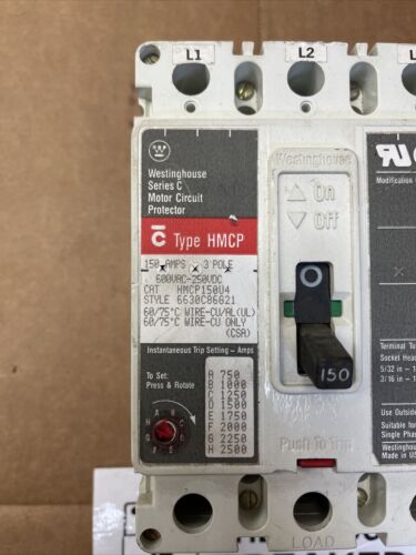 Cutler-Hammer HMCP150U4C 150 A 600 V AC Circuit Breaker Recondition 1yr Warranty