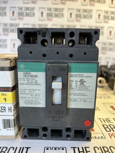 THED136020WL GENERAL ELECTRIC 3POLE 20AMP 600V CIRCUIT BREAKER NEW