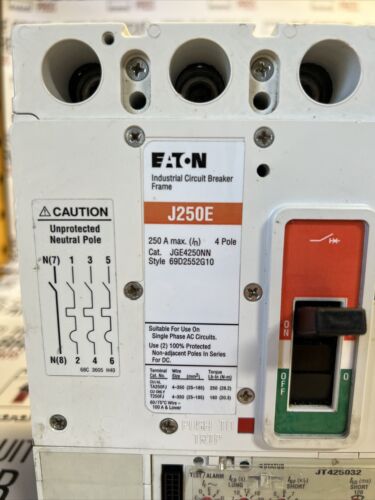 EATON CUTLER HAMMER  4 pole 150A J250E Circuit Breaker JGE4250NN WRNTY New Surpl