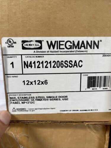 New WIEGMANN N412121206SSAC  Enclosure  Stainless Steel,12In.H x 12In.W x 6In.D