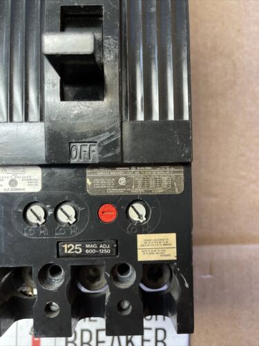 GE TFJ236125, 125 Amp, 600 Volt, 3 Pole, BLACK, Circuit Breaker- WARRANTY