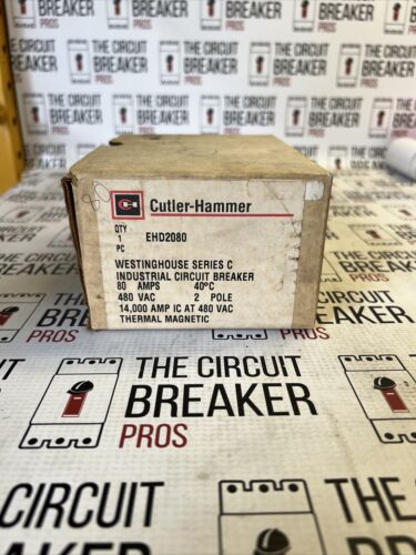 CUTLER HAMMER EHD2080 NEW THERMAL MAGNETIC CIRCUIT BREAKER 80A 2 POLE 480 VAC