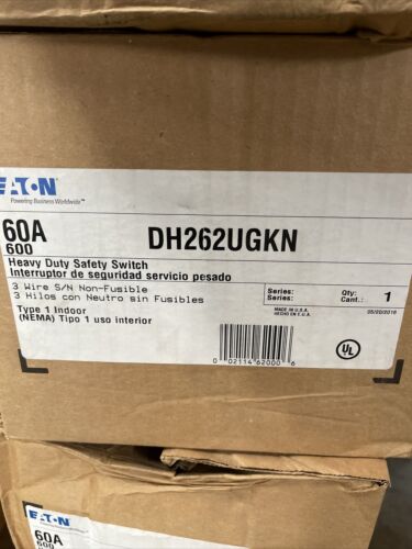 Eaton DH262UGKN Safety Switch 2P 60A 600VAC 1 Non Fusible