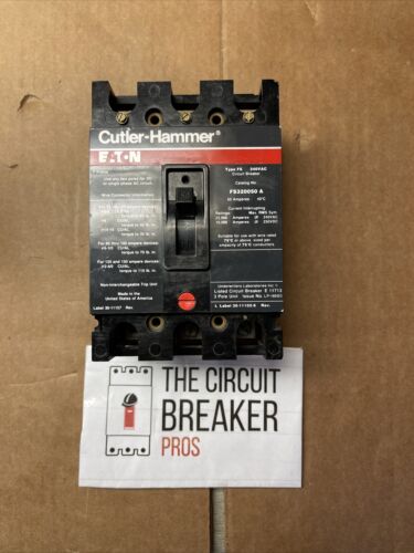 Cutler Hammer FS320050A 3 Pole 50 Amp 240V Circuit Breaker Recon 1yr Wrnty