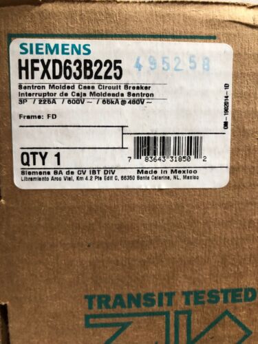 HFXD63B225 Circuit Breaker Siemens ITE 225a 600v 3 pole new In Box