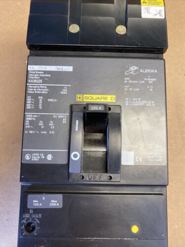 NEW SURPLUS Square D KA36225 Circuit Breaker 225 Amp 3 Pole 600 VAC WRNTY 1YR