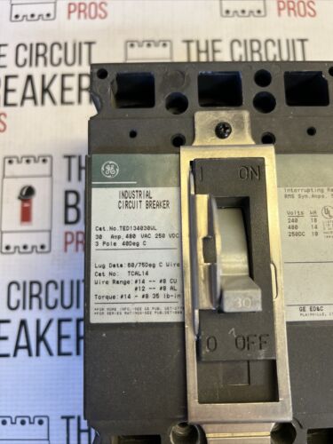 General Electric TED134030WL 3p 30a 480v Circuit Breaker Used 1-yr Warranty