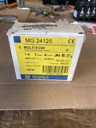 SQUARE D MG24125 CIRCUIT BREAKER 1A 2 POLE 277/480V NEW CONDITION IN BOX