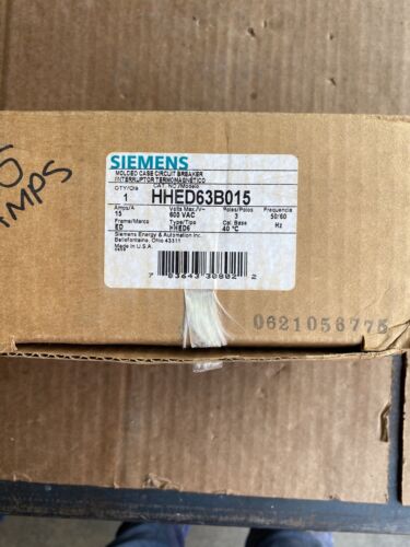 Siemens HHED63B015 3pole 15amp 600v circuit breaker New