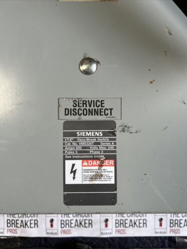 VMS326T Siemens Vacu-Break Switch Recon 600 amp VACU BREAK SWITCH 240 VOLT