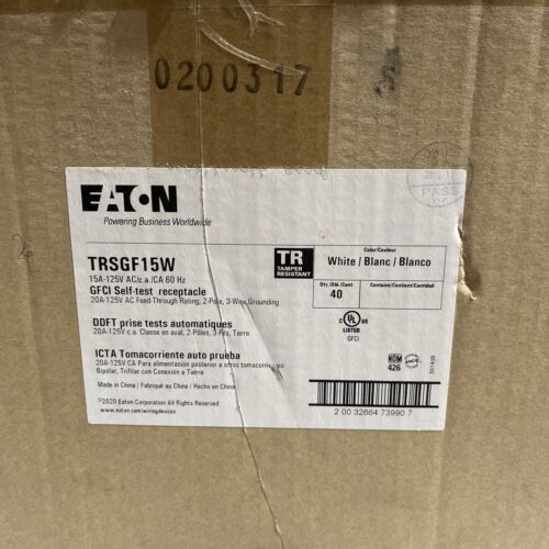 EATON ARROW HART TRSGF15W GFCI RECEPTACLE 15W ST TR NEW BOX of 40 pieces