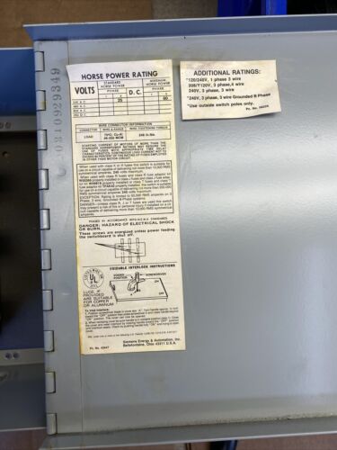 SIEMENS V7F3204 200A 240V 3p Fusible Panel Switch Reconditioned