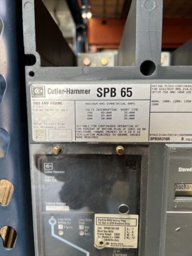 WESTINGHOUSE SPBSR316R Pow-R Breaker 1600Amp Frame W/LSIG Trip - RECONDITIONED