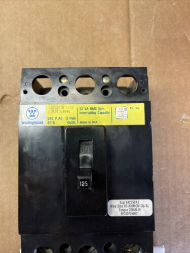 WESTINGHOUSE CIRCUIT BREAKER 125 AMP 240V 3 POLE CAH3125W Reconditioned