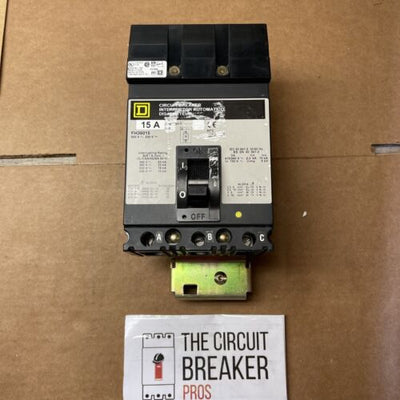 FH36015 Square D 600V 15A I-Line FH Circuit Breaker 3P 3PH Plug in New Pullout