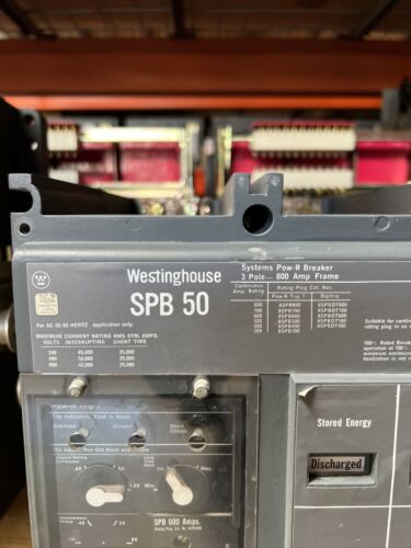 WESTINGHOUSE SPB 50 POW-R-BREAKER 800AMP 600VOLT 3POLE W/600A TRIP