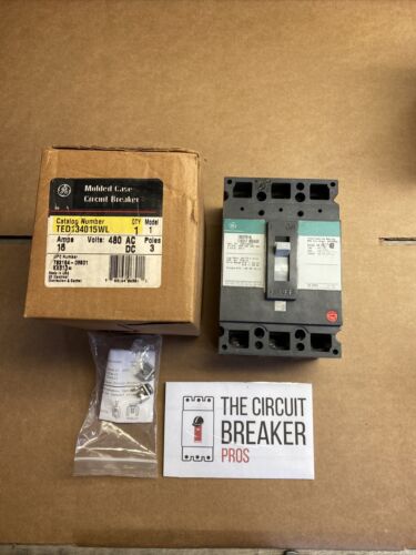 TED134015WL GE Molded Case Circuit Breaker 15 Amp 3 Pole 480V NEW!