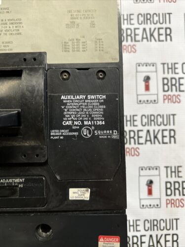 Square D MHL3612001472 Breaker, 1200 Amp, 65 kAIR, Shunt Trip, Aux Switch, Recon