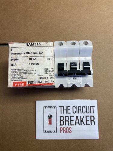 FPE Federal Pacific NA3P15 Circuit Breaker Stab-Lok 3 Pole 15A 240V - NEW