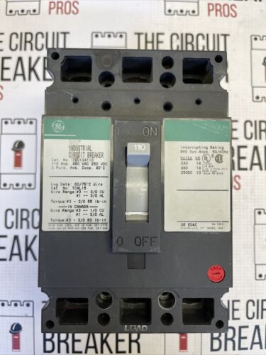 GENERAL ELECTRIC GE CIRCUIT BREAKER 110 AMP 480V 3 POLE TED134110