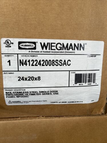 New In Box N412242008SSAC WIEGMANN STAINLESS STEEL ENCLOSURE 24X20X8