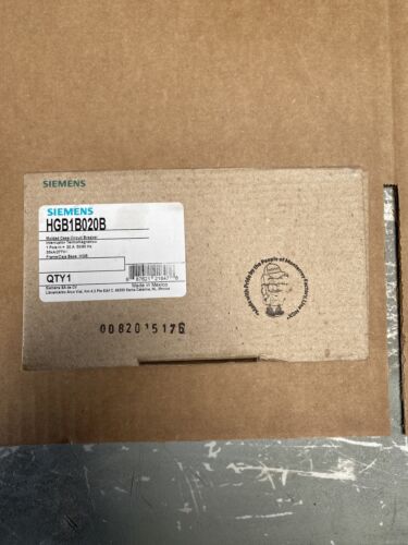 New in Box - Siemens HGB 20A 277V 1 Pole Breaker - Catalog # HGB1B020B