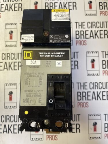 FA26030AB Square D I Line Circuit Breaker 30 Amp 2 Pole 600V AB Phases TESTED*