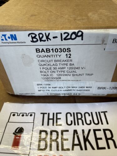 New BAB1030S Molded Case 30A 240V Circuit Breaker 1Pole W Shunt Trip