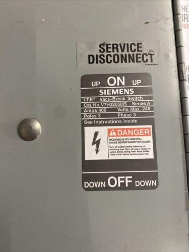 V7H3205MS Siemens Vacu-Break Clampmatic Fusible 400 amp VACU BREAK  Switch