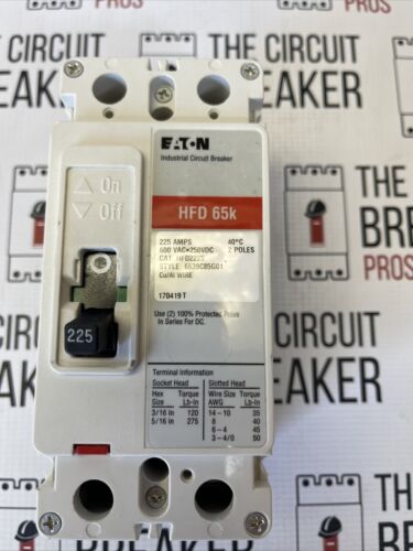 New No Box HFD2225 65k Rated, Series C Eaton / Cutler-Hammer Circuit Breaker