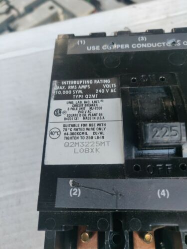 Square D Q2MT Q2M3225MT 3 pole 225 amp Circuit Breaker