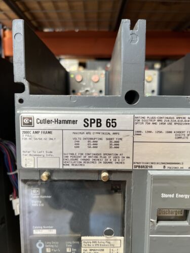 Cutler-Hammer SPB 65 Circuit Breaker SPBSR321R B 2000C Frame 2000A Plug Used
