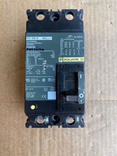 FHL36100 Square D 600V 100A FHL Series Circuit Breaker 3P 3PH Feed Thru LI