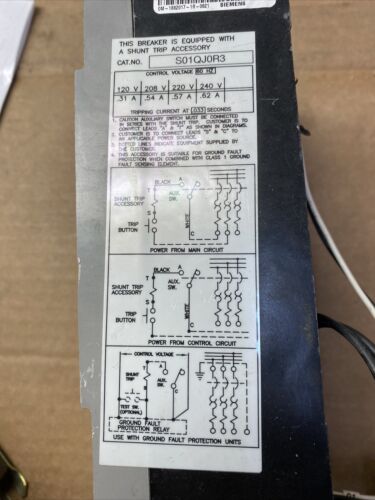 QJ23B175H Siemens  175 Amp 240V 42KA W  Shunt ￼S01Qj0R3 New pull  Out