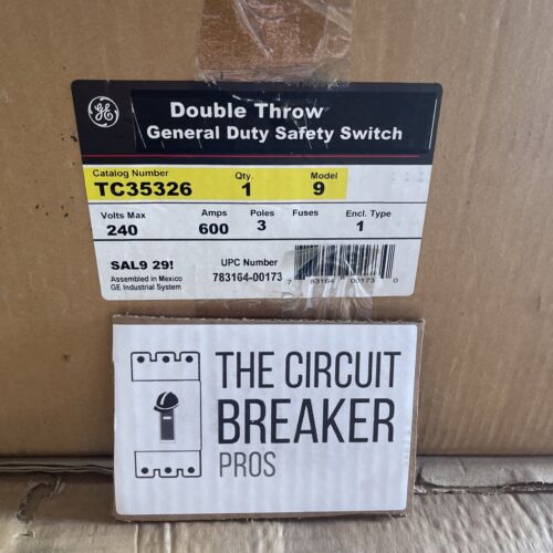 600 AMP 3 POLE NON-FUSIBLE DOUBLE-THROW SAFETY SWITCH 240v Nema 1 Tc35